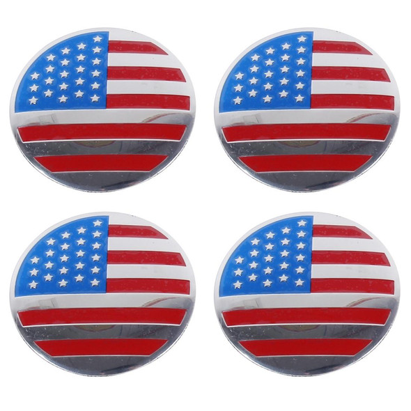 4 PCS USA Flag Metal Car Sticker Wheel Hub Caps Centre Cover Decoration