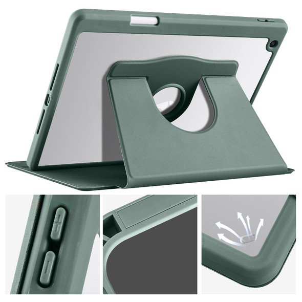 For iPad 10.2 2022 / 2021 / 2020 / 2019 Acrylic 360 Degree Rotation Holder Tablet Leatherette Case(Pine Green)