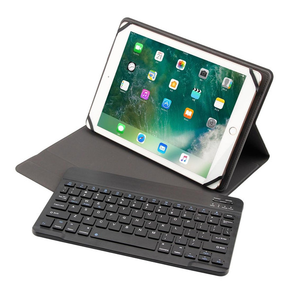 TY-1031 Universal Bluetooth 3.0 ABS Brushed Texture Keyboard + Leather Tablet Case for iOS, Windows, Android Tablet PC Between 9-10.5 inch(Black)