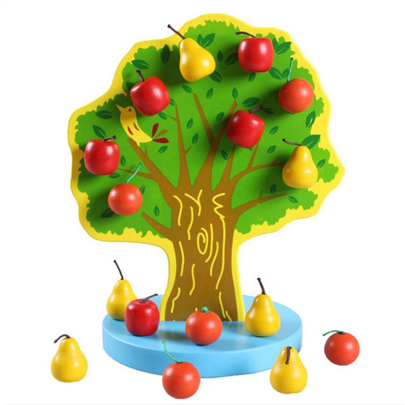 Children Wooden Magnetic Picking Apples Fruits Stickers Happy Fruits Garden Educational Toys, Size: 23.5*20cm