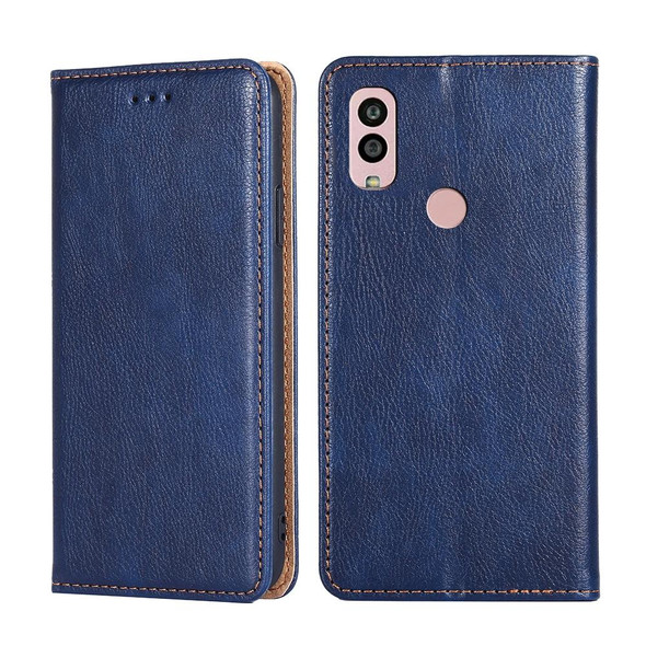 For Kyocera Android One S10 Gloss Oil Solid Color Magnetic Leatherette Phone Case(Blue)