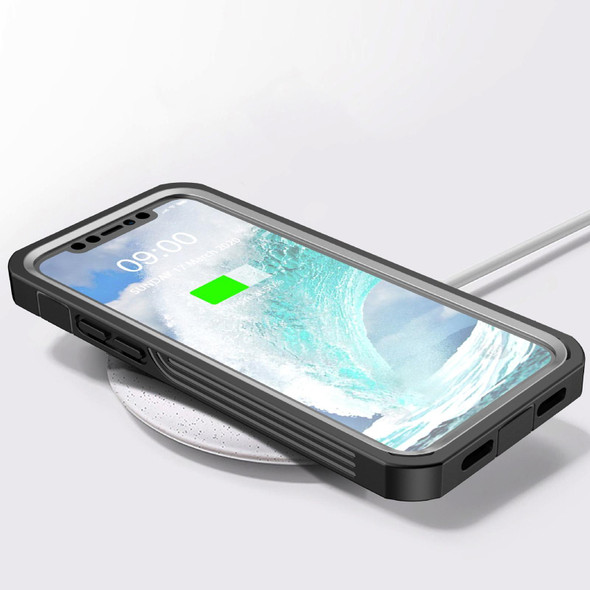 Waterproof Dustproof Shockproof Transparent Acrylic Protective Case - iPhone 12 Pro Max(Black)