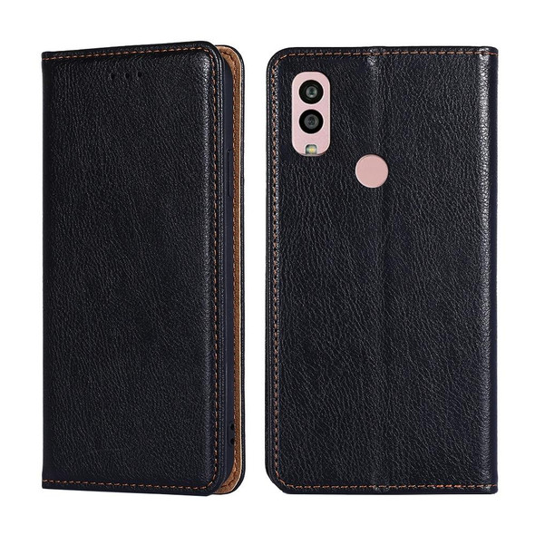 For Kyocera Android One S10 Gloss Oil Solid Color Magnetic Leatherette Phone Case(Black)