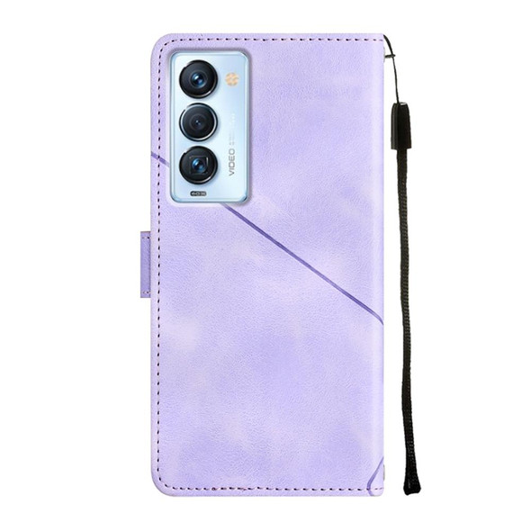 For Tecno Camon 18 Premier Skin-feel Embossed Leatherette Phone Case(Light Purple)