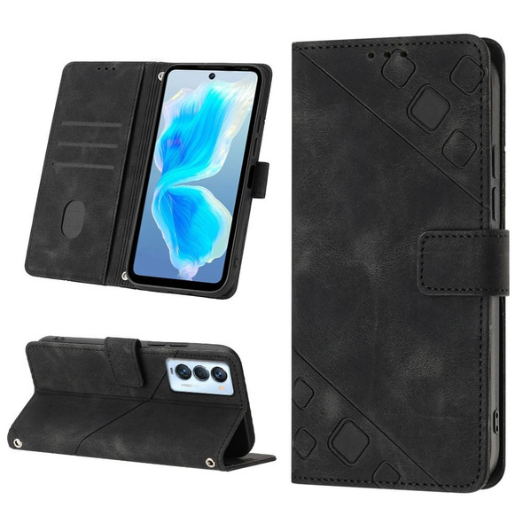 For Tecno Camon 18 Premier Skin-feel Embossed Leatherette Phone Case(Black)