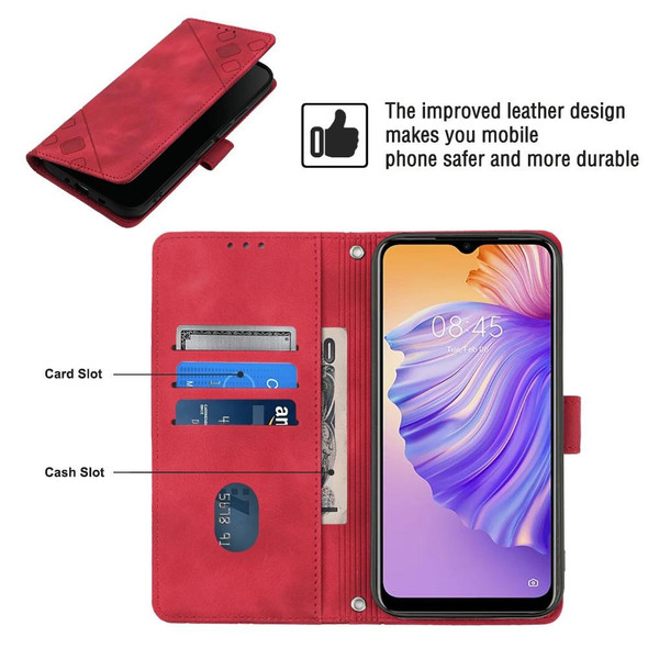 For Tecno Spark 8 Skin-feel Embossed Leatherette Phone Case(Red)
