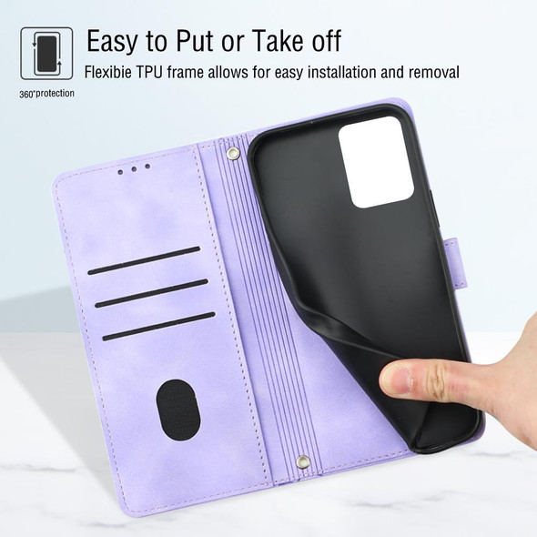 For Xiaomi Redmi Note 12 Global Skin-feel Embossed Leather Phone Case(Light Purple)