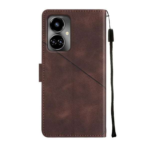 For Tecno Camon 19 Skin-feel Embossed Leatherette Phone Case(Brown)