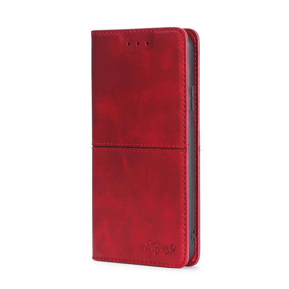 For OPPO Reno8 T 5G/A1 Pro 5G Cow Texture Magnetic Horizontal Flip Leatherette Phone Case(Red)