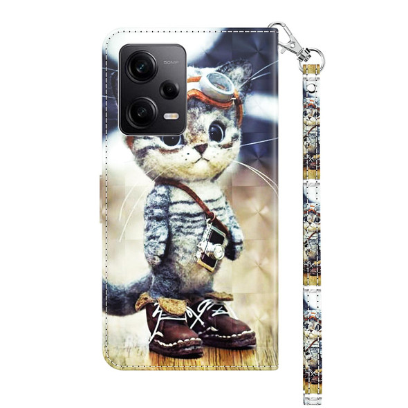 For Xiaomi Redmi Note 12 Pro 5G Global 3D Painted Leather Phone Case(Naughty Cat)