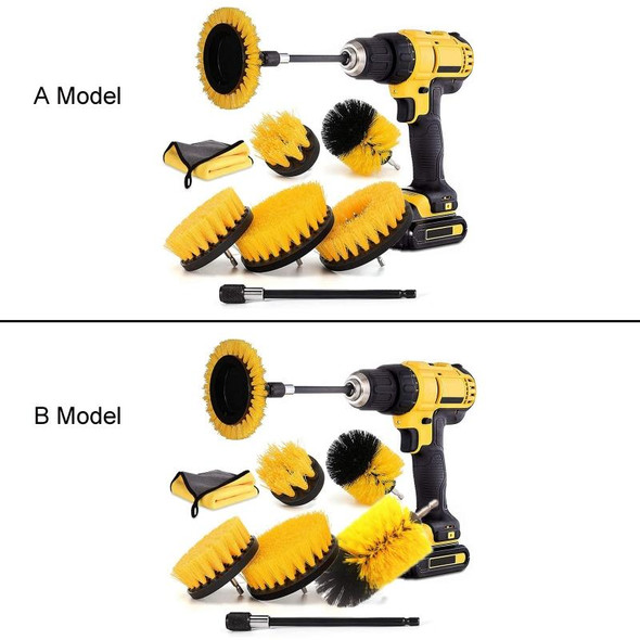 8 In 1 Electric Drill Crevice Cleaning Brush Car Wash Tool Set, Size: A Model(Yellow)