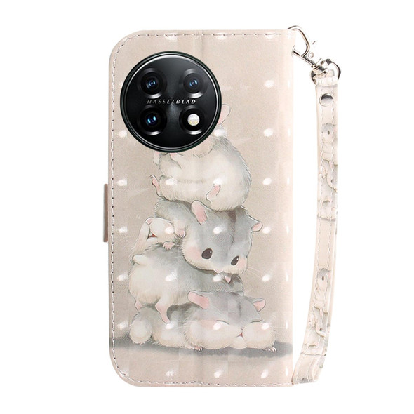 For OnePlus 11 3D Colored Horizontal Flip Leatherette Phone Case(Squirrels)