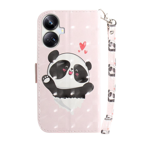 For Realme 10 Pro+ 3D Colored Horizontal Flip Leatherette Phone Case(Heart Panda)