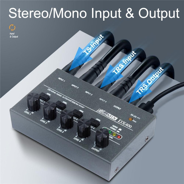 4 Way mixer With Single Channel Stereo Switching Mini Signal Hybrid Small Audio