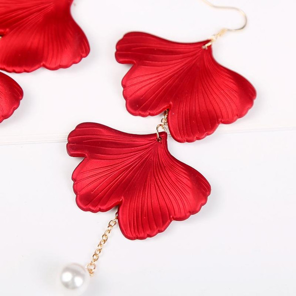 Long Exaggerated Fabric Art Handmade Petal Earrings, Color: E1910-3 2 Sides Maple Leaves