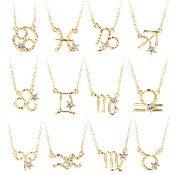 Zodiac Pattern Pendant Clavicle Chain Zodiac Diamond Necklace(N2204-9)
