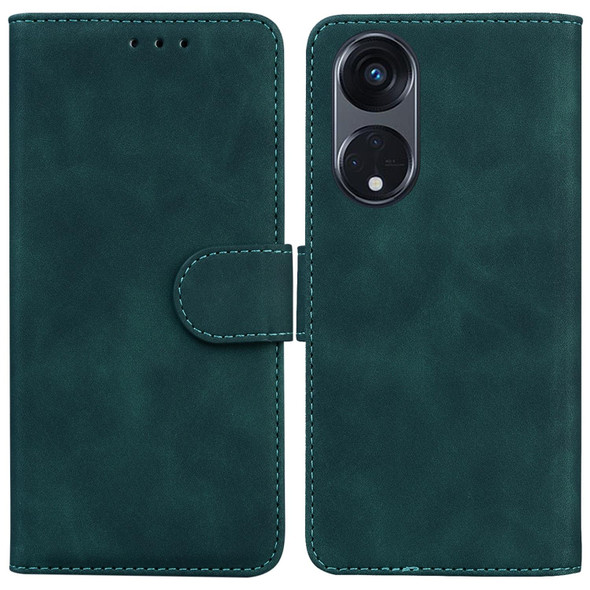 For OPPO Reno8 T 5G / A1 Pro 5G Skin Feel Pure Color Flip Leatherette Phone Case(Green)