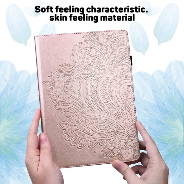 For Samsung Galaxy Tab A 9.7 T550 / T555 Peacock Embossed Pattern Leatherette Tablet Case(Rose Gold)