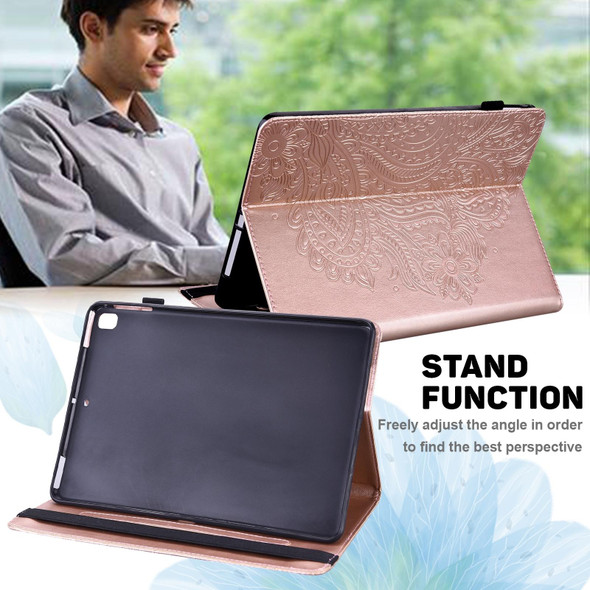 For Lenovo Tab M8 4th Gen TB-300FU Peacock Embossed Pattern Leatherette Tablet Case(Rose Gold)