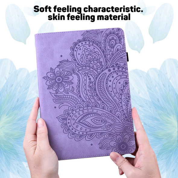 For Samsung Galaxy Tab A 9.7 T550 / T555 Peacock Embossed Pattern Leatherette Tablet Case(Purple)
