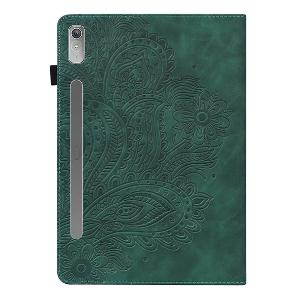 For Lenovo Tab P11 Pro Gen 2 Peacock Embossed Pattern Leatherette Tablet Case(Green)