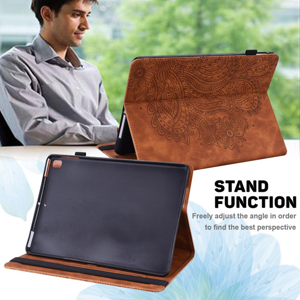 For Lenovo Tab P11 Gen 2 Peacock Embossed Pattern Leatherette Tablet Case(Brown)