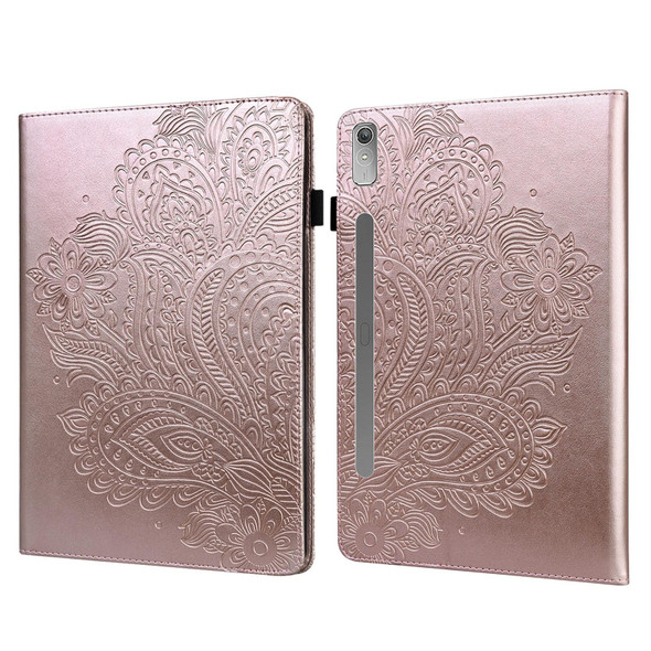 For Lenovo Tab P11 Pro Gen 2 Peacock Embossed Pattern Leatherette Tablet Case(Rose Gold)