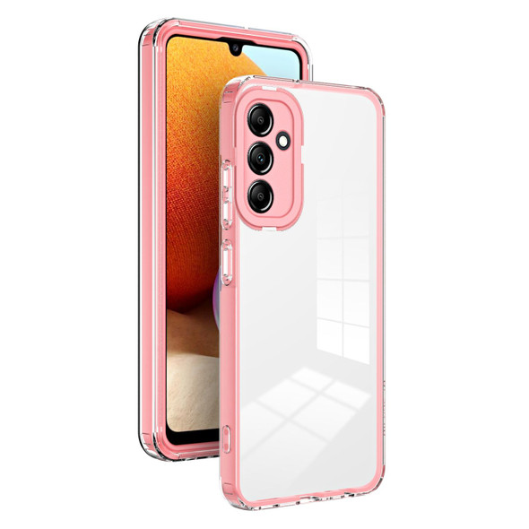 For Samsung Galaxy A34 5G 3 in 1 Clear TPU Color PC Frame Phone Case(Pink)