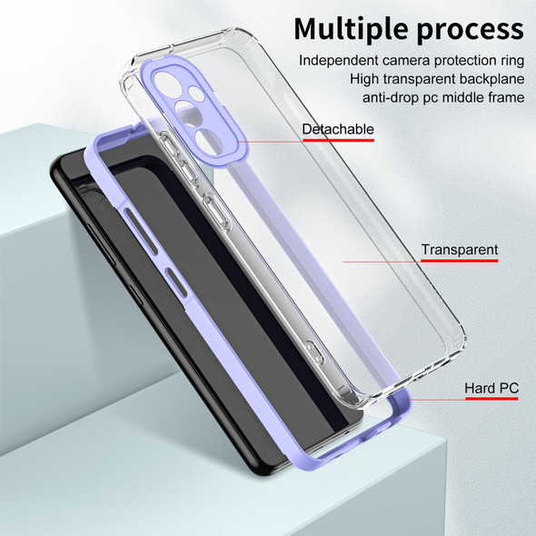 For Samsung Galaxy A34 5G 3 in 1 Clear TPU Color PC Frame Phone Case(Purple)