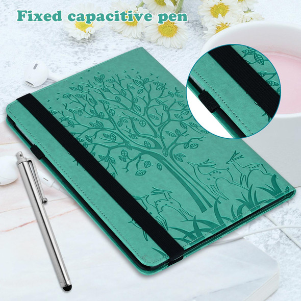 For Samsung Galaxy Tab A 9.7 T550 / T555 Tree & Deer Pattern Embossed Leatherette Tablet Case(Green)