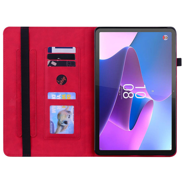 For Lenovo Tab P11 Pro Gen 2 11.2 Skin Feel Solid Color Zipper Leatherette Tablet Case(Red)