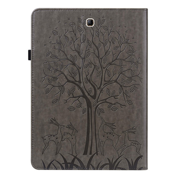 For Samsung Galaxy Tab A 9.7 T550 / T555 Tree & Deer Pattern Embossed Leatherette Tablet Case(Grey)