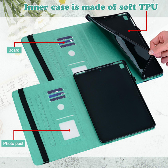 For Lenovo Tab M8 4th Gen TB-300FU Tree & Deer Pattern Embossed Leatherette Tablet Case(Green)