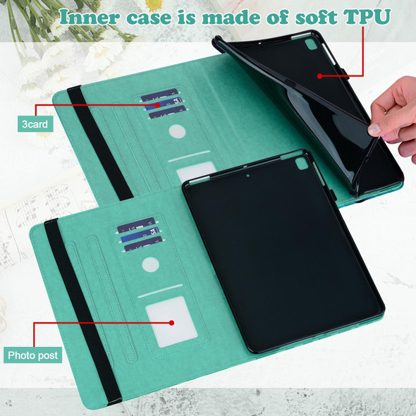 For Huawei MatePad SE 10.4 2022 Tree & Deer Pattern Embossed Leatherette Tablet Case(Green)
