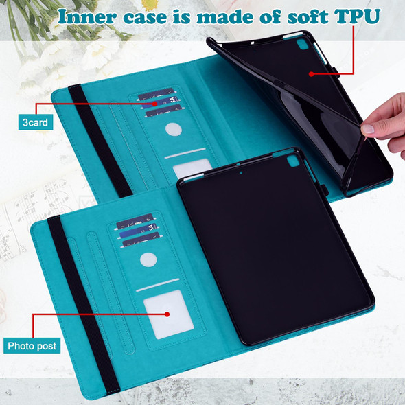 For Samsung Galaxy Tab A 9.7 T550 / T555 Tree & Deer Pattern Embossed Leatherette Tablet Case(Blue)