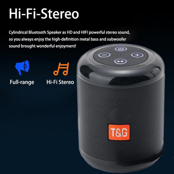 T&G TG519 TWS HiFi Portable Bluetooth Speaker Subwoofer Outdoor Wireless Column Speakers Support TF Card / FM / 3.5mm AUX / U Disk / Hands-free Call(Gray)