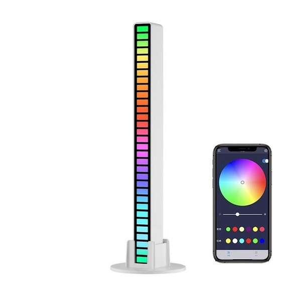RGB Sound-controlled Rhythmic Response Lights Music Ambient LED Pick-up Lights Charging(32 Light+APP White)