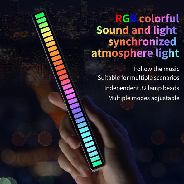 RGB Sound-controlled Rhythmic Response Lights Music Ambient LED Pick-up Lights Charging(16 Light+APP White)