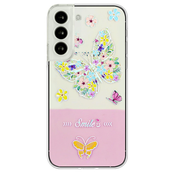 For Samsung Galaxy S23 5G Bronzing Butterfly Flower TPU Phone Case(Colorful Butterfly)