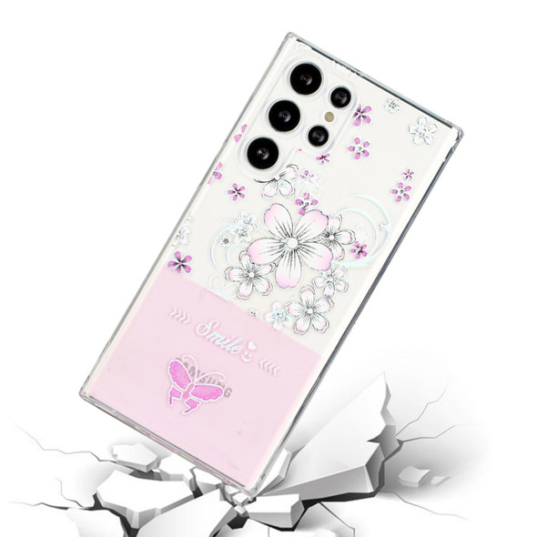 For Samsung Galaxy S23 Ultra 5G Bronzing Butterfly Flower TPU Phone Case(Cherry Blossoms)