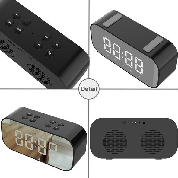 AEC BT501 Bluetooth 5.0 Mini Speaker with LED & Alarm Clock & Clock & Mirror, Support 32G TF Card(Red)