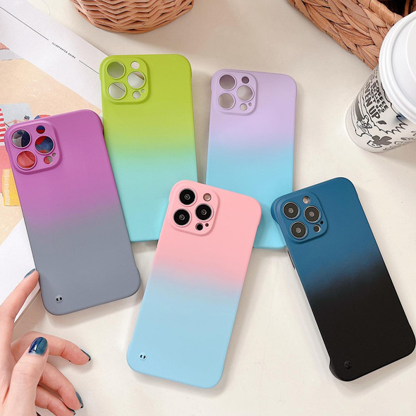 For iPhone 13 Pro Frameless Skin Feel Gradient Phone Case(Light Purple + Light Blue)