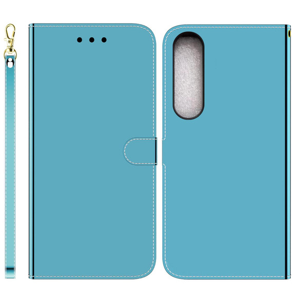 For Sony Xperia 1 IV 2023 Imitated Mirror Surface Horizontal Flip Leatherette Phone Case(Blue)