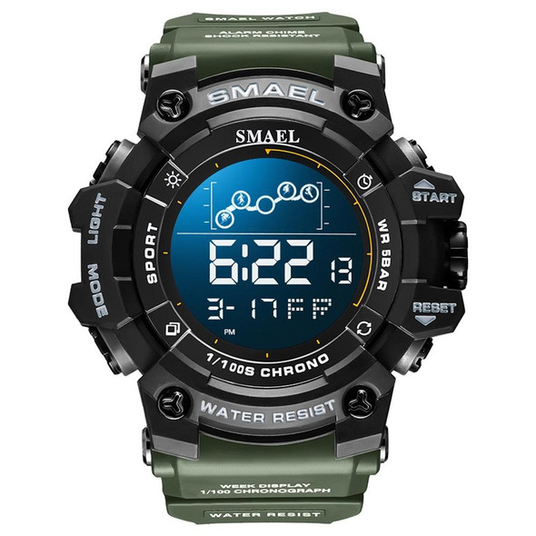 SMAEL 8082 Outdoor Waterproof Sports Multifunctional Luminous Timing Electronic Watch(Army Green)