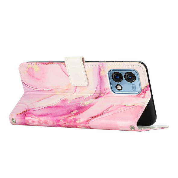 For Motorola Moto G Stylus 5G 2023 Crossbody Painted Marble Pattern Leatherette Phone Case(Rose Gold)