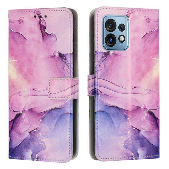 For Motorola Moto X40/X40 Pro/Edge+ 2023 Painted Marble Pattern Leatherette Phone Case(Purple)