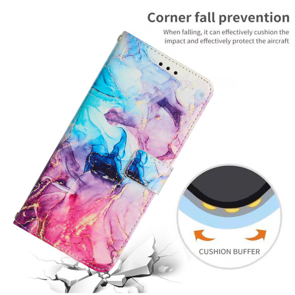 For Motorola Moto X40/X40 Pro/Edge+ 2023 Crossbody Painted Marble Pattern Leatherette Phone Case(Pink Purple)
