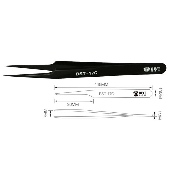 BEST BST-17C  Newest  Extra Long  Precision Stainless Steel Eyelash Extension Volume Tweezers