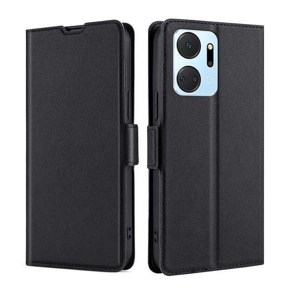 For Honor X7A Ultra-thin Voltage Side Buckle Horizontal Flip Leatherette Phone Case(Black)