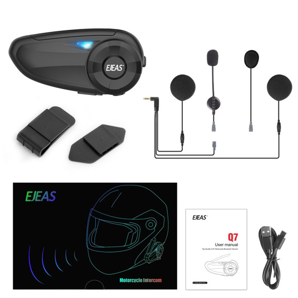 EJEAS Q7 Motorcycle Helmet Wireless Intercom Headsets Support Remote Control & Hands-Free